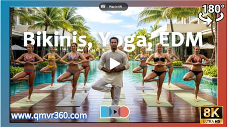 180°全景VR视频：瑜伽，比基尼，电火花，热浪来袭泳池派对编年史VR全景泳池派对美女视频VR 超清8K 1124-03