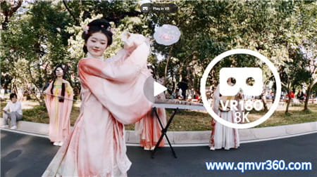 180°全景VR视频：公园古风美女跳舞VR古筝国风音乐汉服美女 超清8K 1230-12
